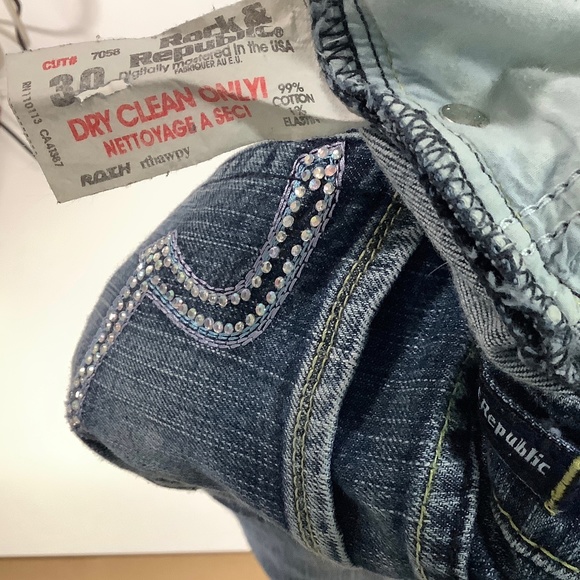 Women's Rock & Republic roth rthawpy w/Rhinestones in Medium Blue Size 30/31 USA - Picture 3 of 3